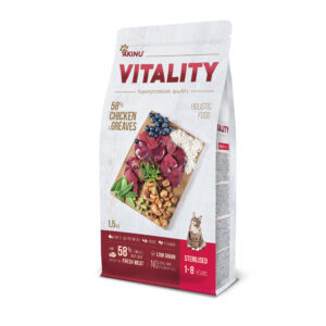 Akinu VITALITY Kuřecí & škvarky granule krmivo pro sterilizované kočky 1